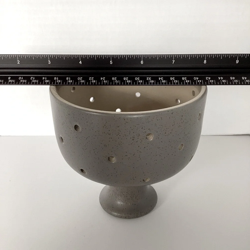 Wabi Sabi Luminary Pendant Light Fixture Shade Pierced Perforated Gray Ceramic